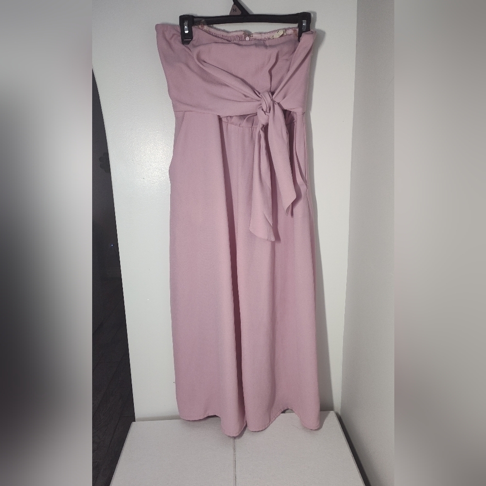Elegant Pink Strapless Jumpsuit Size L #644
